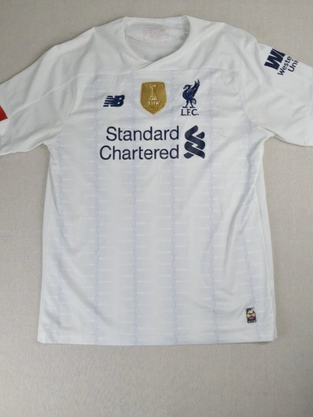 New Balance Mens White Mohamed Salah #11 Liverpool FC 2019-20 Away Jersey L